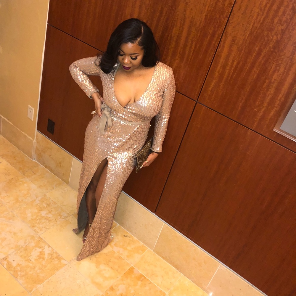 J-luxe Label Gold Sequin Dress